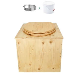 Toilette sèche en bois huilé avec bavette inox