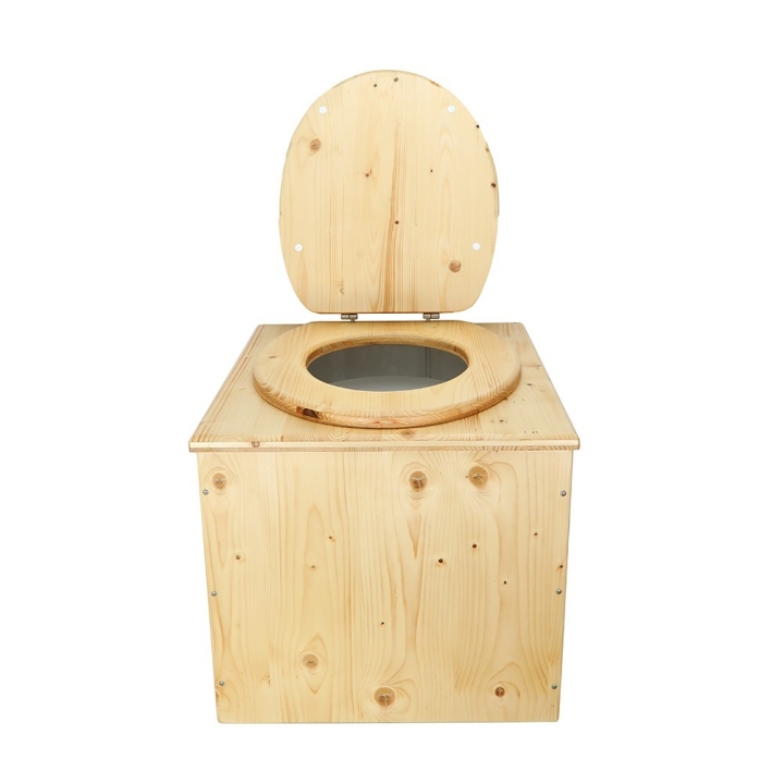  Toilette sèche en bois huilé avec bavette inox