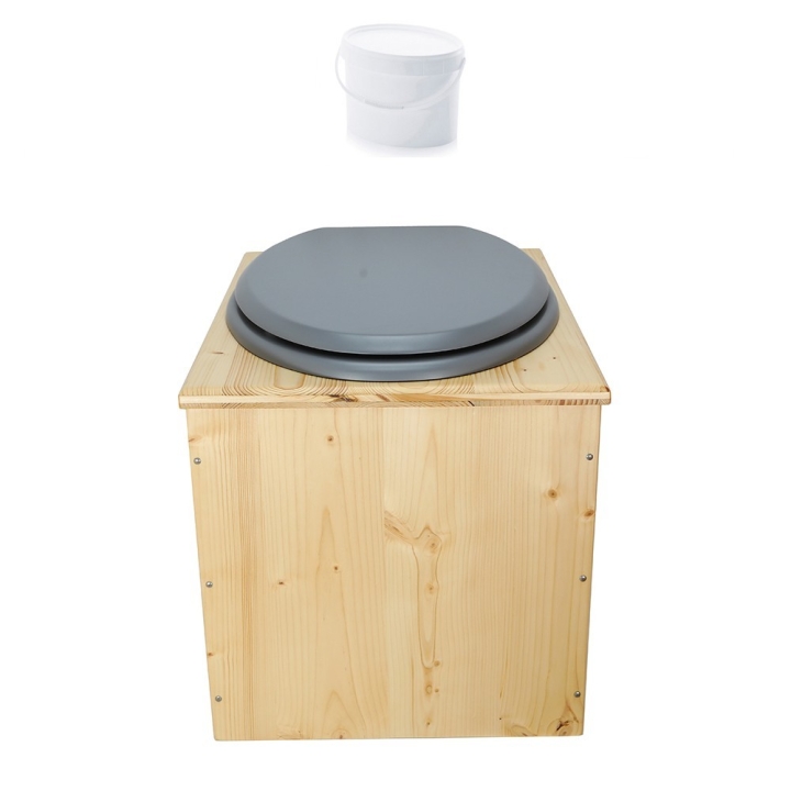 Toilette sèche huilée avec seau plastique 18L