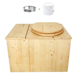 Toilette sèche huilée avec bac à copeaux de bois