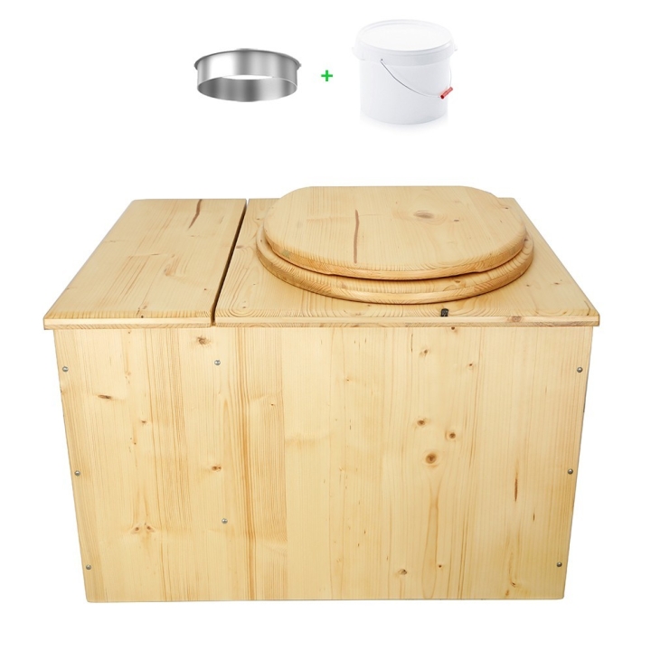 Toilette sèche huilée avec bac à copeaux de bois