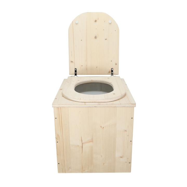  Toilette sèche pas cher complète avec seau 20L plastique et bavette inox en bois brut