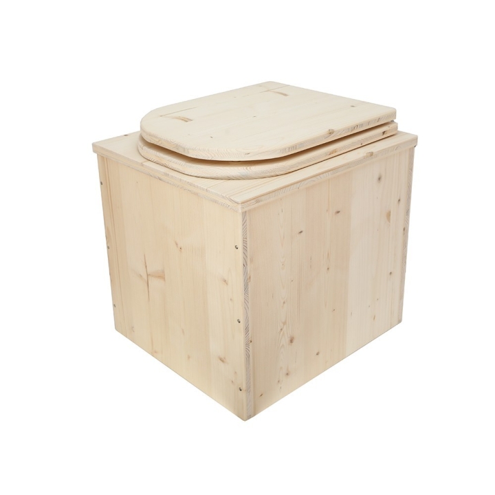  Toilette sèche pas cher complète avec seau 20L plastique et bavette inox en bois brut