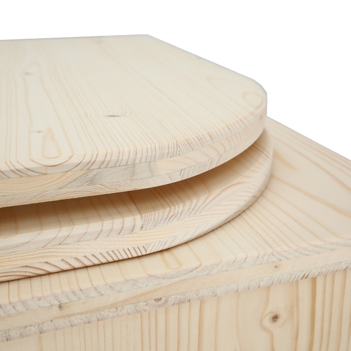  Toilette sèche pas cher complète avec seau 20L plastique et bavette inox en bois brut