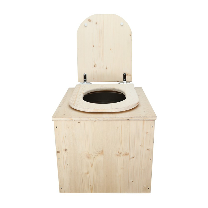  Toilette sèche en bois brut avec seau inox