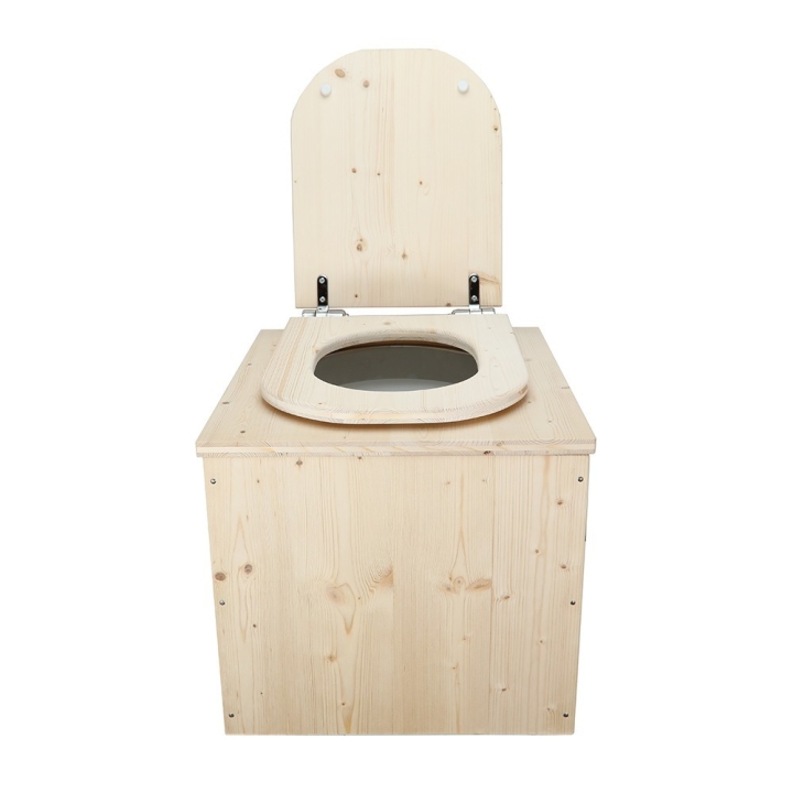  Toilette sèche en bois brut avec seau plastique 22L