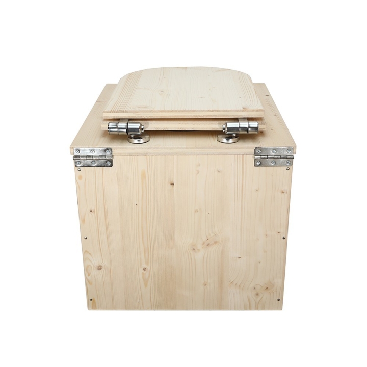  Toilette sèche en bois brut avec seau plastique 22L