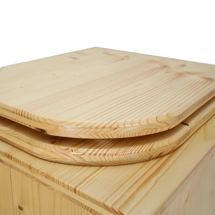  Toilette sèche en bois huilé avec seau 20L plastique et bavette inox