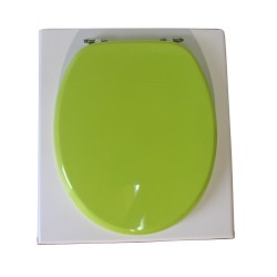 toilette sèche rehaussée en bois blanc complète avec seau inox 22 litres et bavette inox Ø30 cm - abattant vert