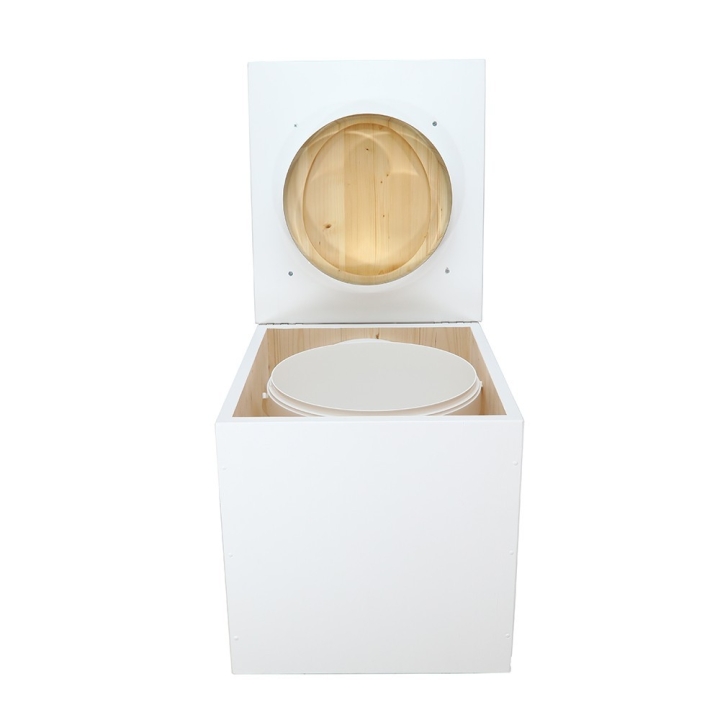  Toilette sèche en bois blanc complète avec seau 20L plastique