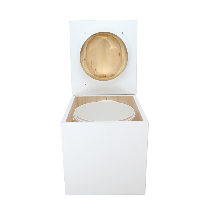  Toilette sèche en bois blanc complète avec seau 20L plastique