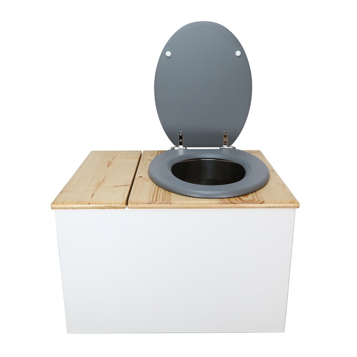  Toilette sèche avec bac à copeaux de bois. bois blanc/huilé