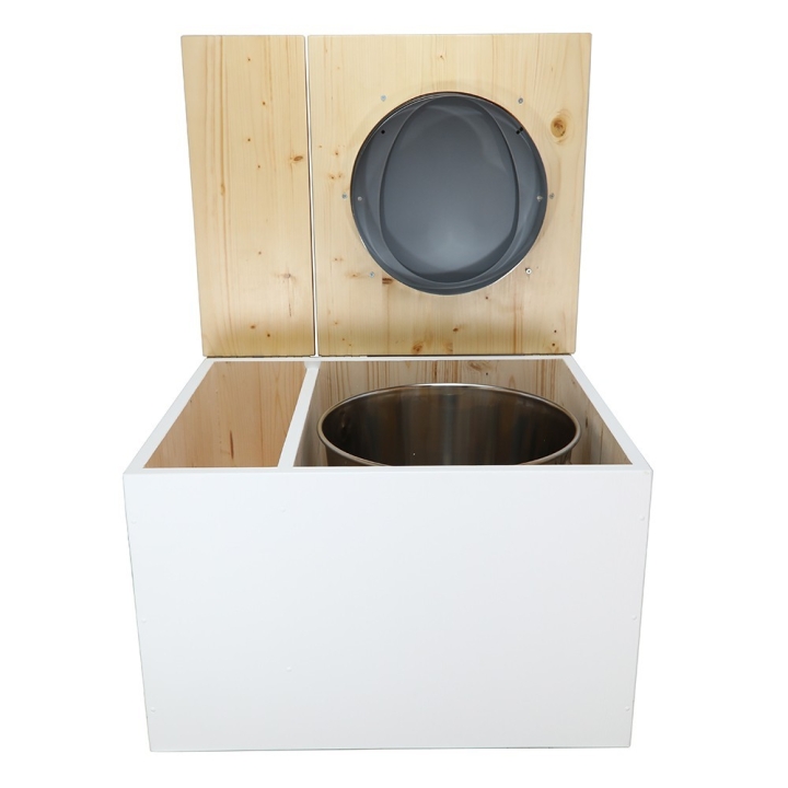  Toilette sèche avec bac à copeaux de bois. bois blanc/huilé