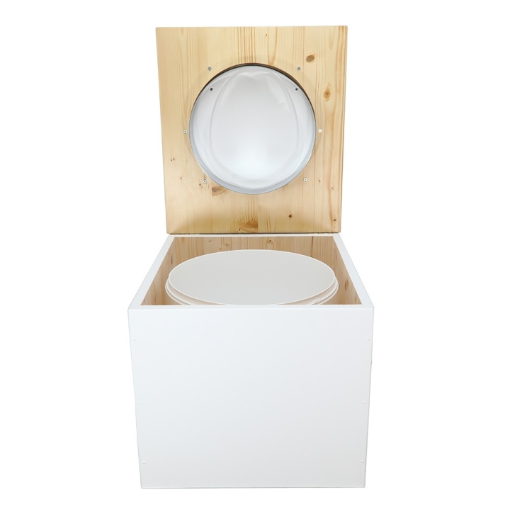  Toilette sèche de couleur blanc/huilé avec seau plastique 22L
