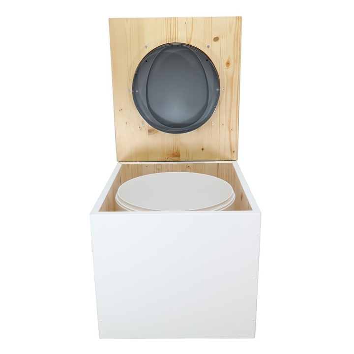  Toilette sèche de couleur blanc/huilé avec seau plastique 22L