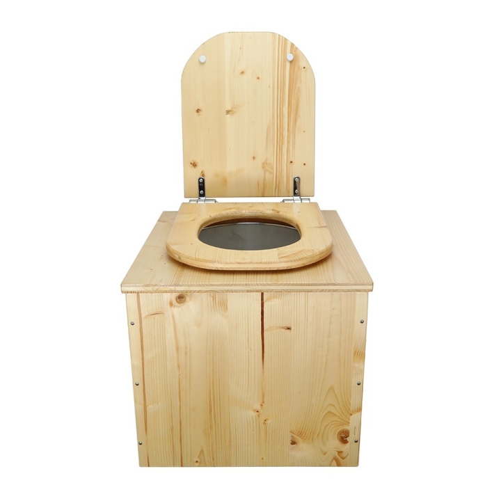  Toilette sèche en bois huilé avec seau plastique 22L