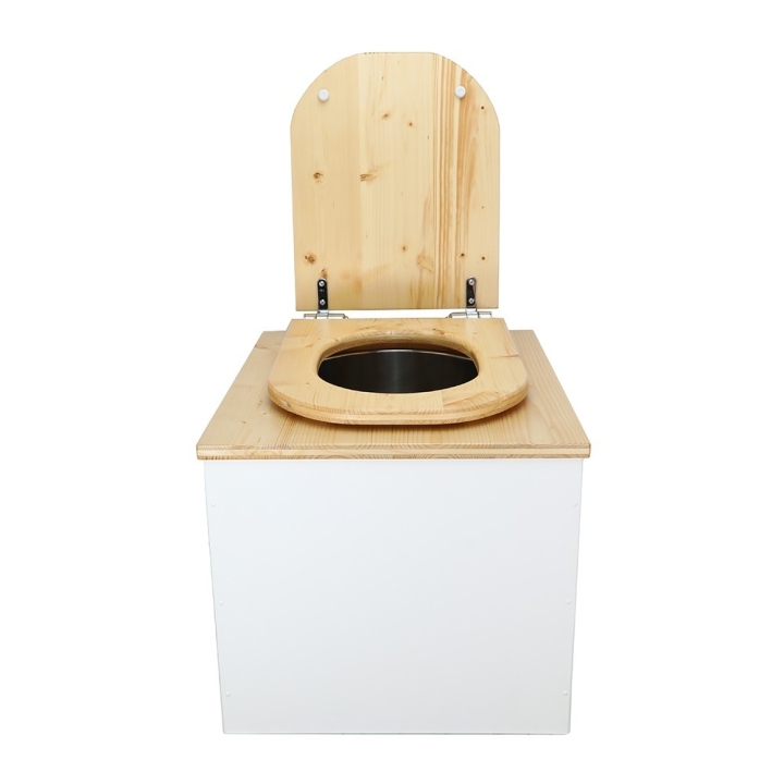  Toilette sèche en bois blanc/huilé avec seau inox