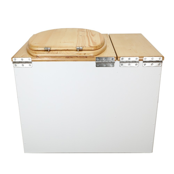  Toilette sèche en bois blanc/huilé rehaussée avec bac à copeaux de bois