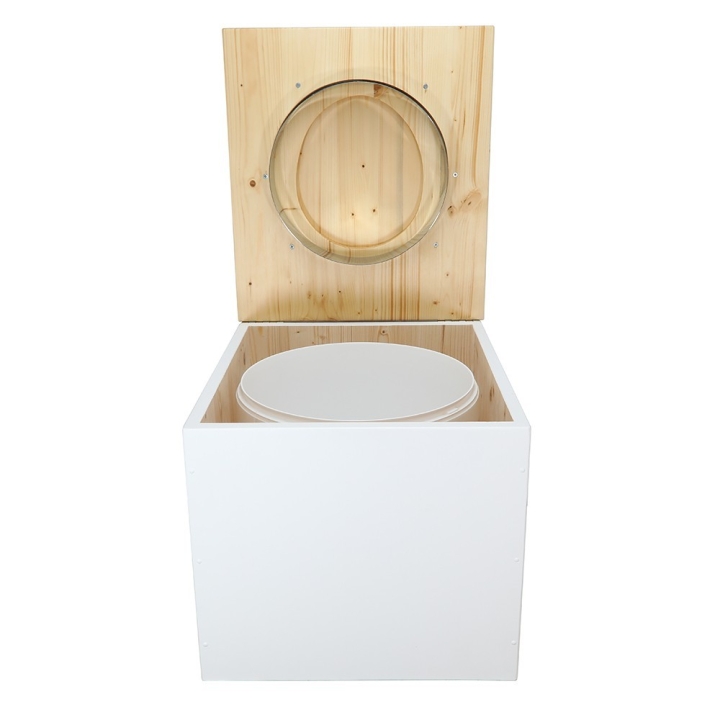  Toilette sèche de couleur blanc/huilé complète avec seau plastique 22L