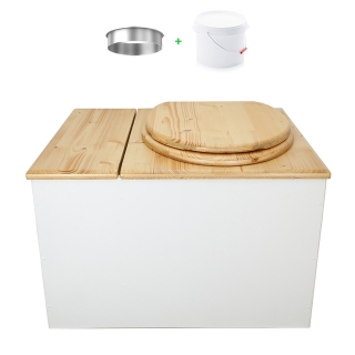 Toilette sèche avec bac à copeaux de bois. bois blanc/huilé