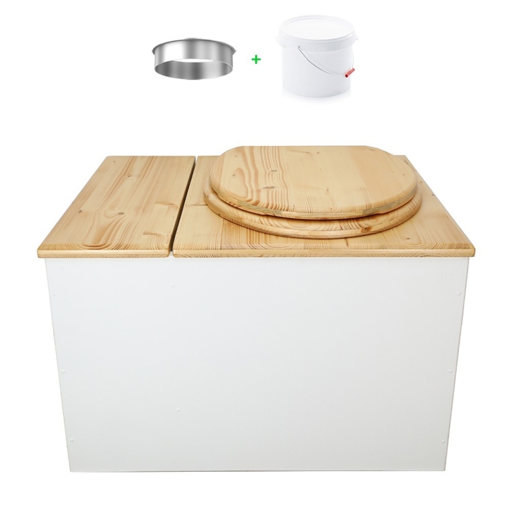 Toilette sèche avec bac à copeaux de bois. bois blanc/huilé