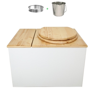 Toilette sèche avec bac à copeaux de bois. bois blanc/huilé