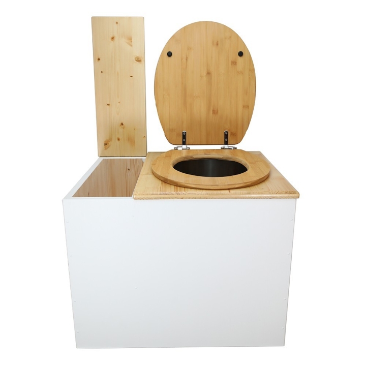  abattant bambou seau inox et bavette inox. Hauteur PMR 50 cm.