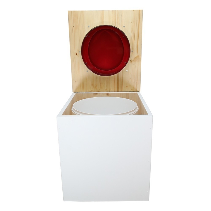  Toilette sèche en bois blanc/huilé avec seau plastique 22L