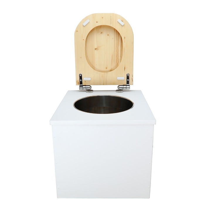  Toilette sèche en bois blanc avec seau inox