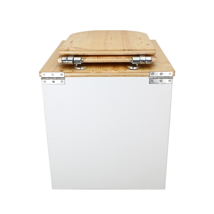  Toilette sèche en bois blanc/huilé avec seau plastique 22L