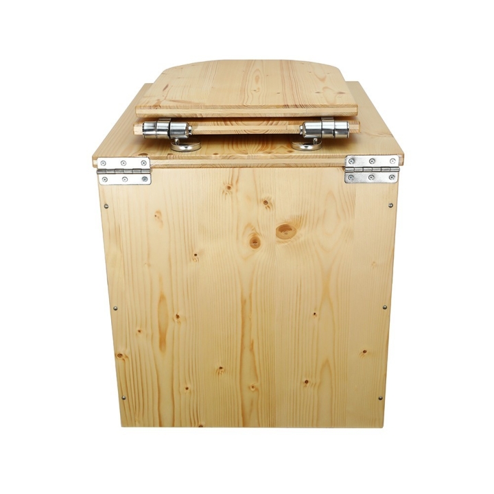  Toilette sèche rehaussée en bois huilé avec bavette inox
