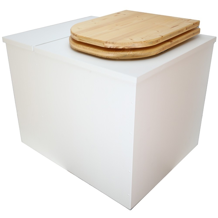  Toilette sèche rehaussée en bois blanc avec bac intégré