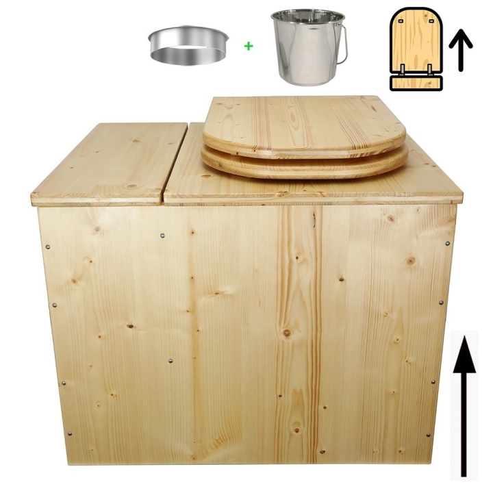 Toilette sèche rehaussée avec bac en bois huilé