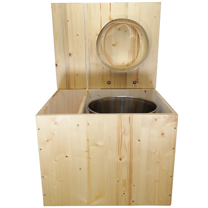  avec seau inox et bavette inox - abattant huilé déclipsable