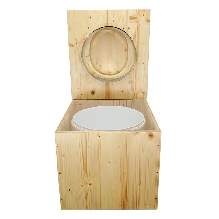  Toilette sèche en bois huilé avec bavette inox