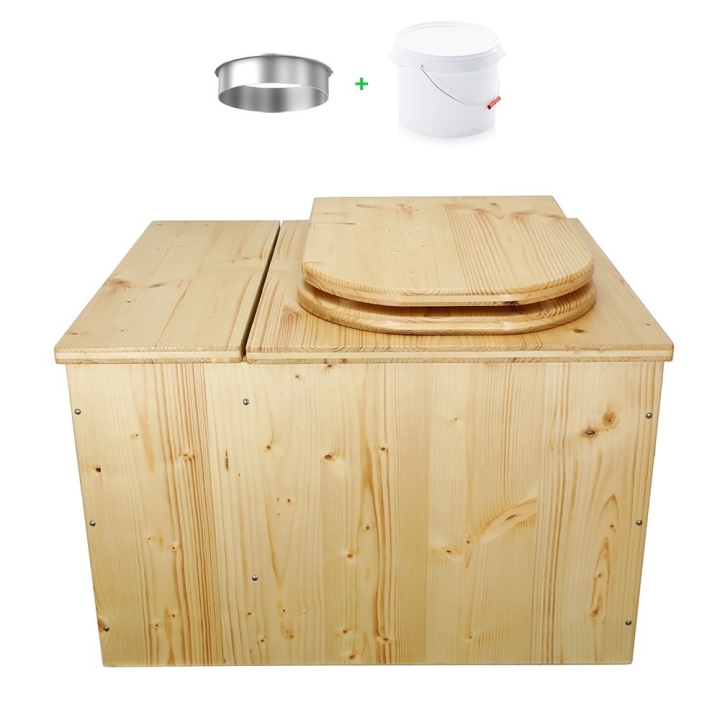Toilette sèche huilée avec bac à copeaux de bois