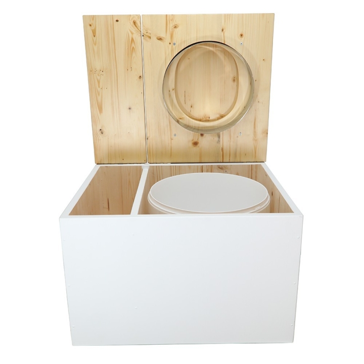  Toilette sèche avec bac à copeaux de bois. bois blanc/huilé