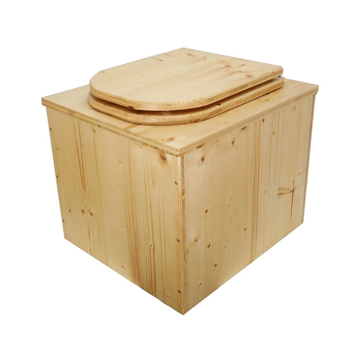  Toilette sèche en bois huilée avec seau inox et bavette inox