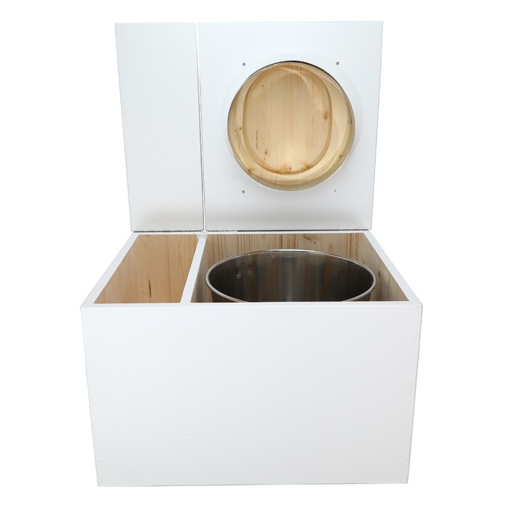  Toilette sèche avec bac à copeaux de bois. bois blanc