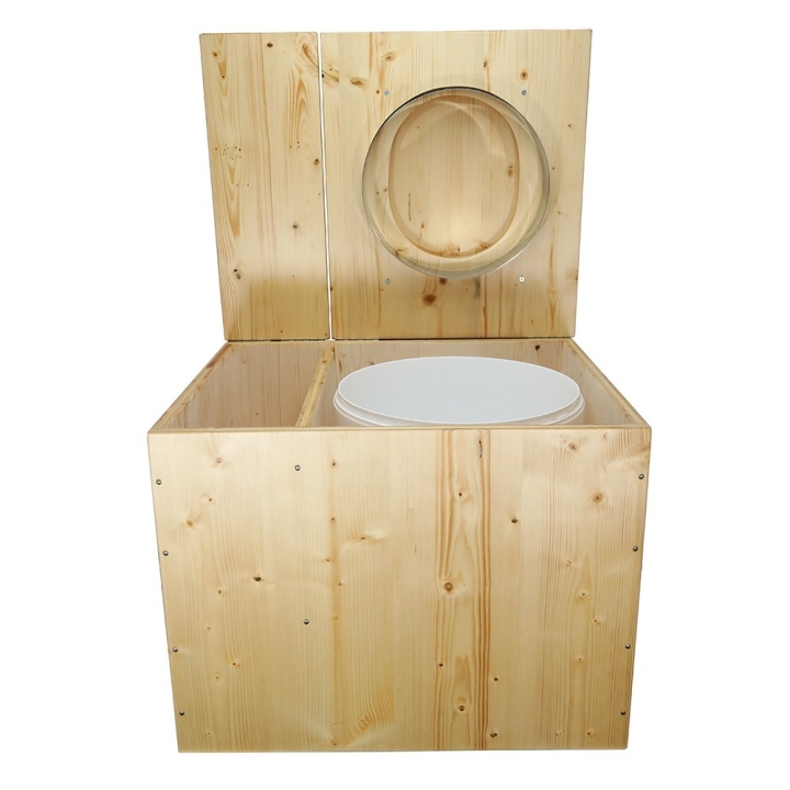 Toilette sèche rehaussée huilée avec bac à copeaux de bois