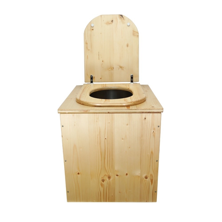  Toilette sèche rehaussée en bois huilée complète avec seau inox et bavette inox
