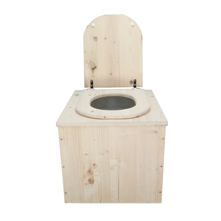  Toilette sèche en bois brut complète avec seau plastique 22L 