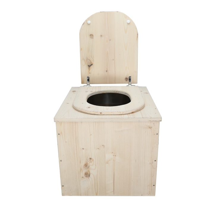  Toilette sèche en bois brut complète avec seau inox et bavette inox