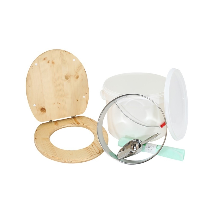 Kit complet plastique 22 L huilé fabrication toilette sèche auto-constructeur avec sacs compostables