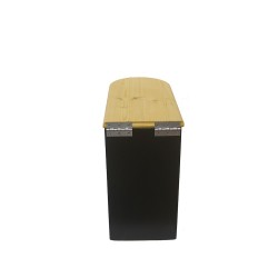 Bac à copeaux de bois arrondi noir avec couvercle huilé pour toilette sèche - modèle spécial demie lune huile/noire