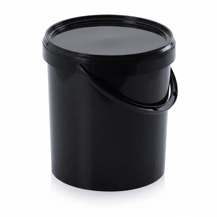 seau plastique alimentaire 20 litres noir pour toilettes sèches