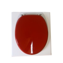 Toilette sèche de couleur blanche complète avec seau plastique 22L, bavette inox, abattant rouge