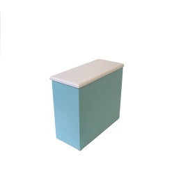 Bac à copeaux de bois blanc / bleu glacier avec couvercle pour toilette sèche iceberg
