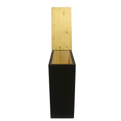 Bac à copeaux de bois finition noire avec couvercle huilé pour toilette sèche - modèle rehaussé
