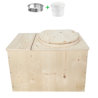 Toilette sèche avec bac à copeaux de bois complet avec bavette inox et seau 20 litres